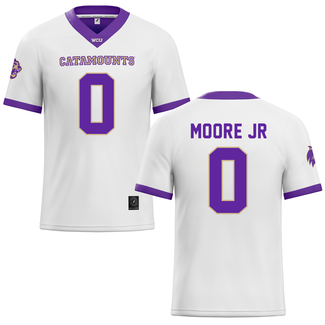 Western Carolina University White Football Jersey - #0 Ken Moore Jr