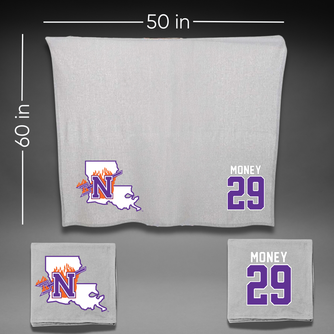Northwestern State University Football Gray Blanket - #29 Brett Money
