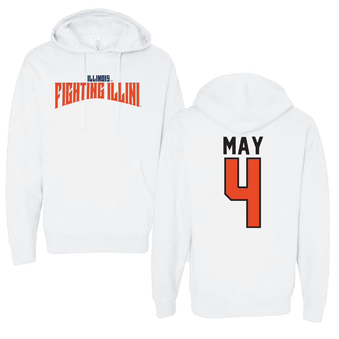 University of Illinois Volleyball White Classic Hoodie - #4 Bianca May