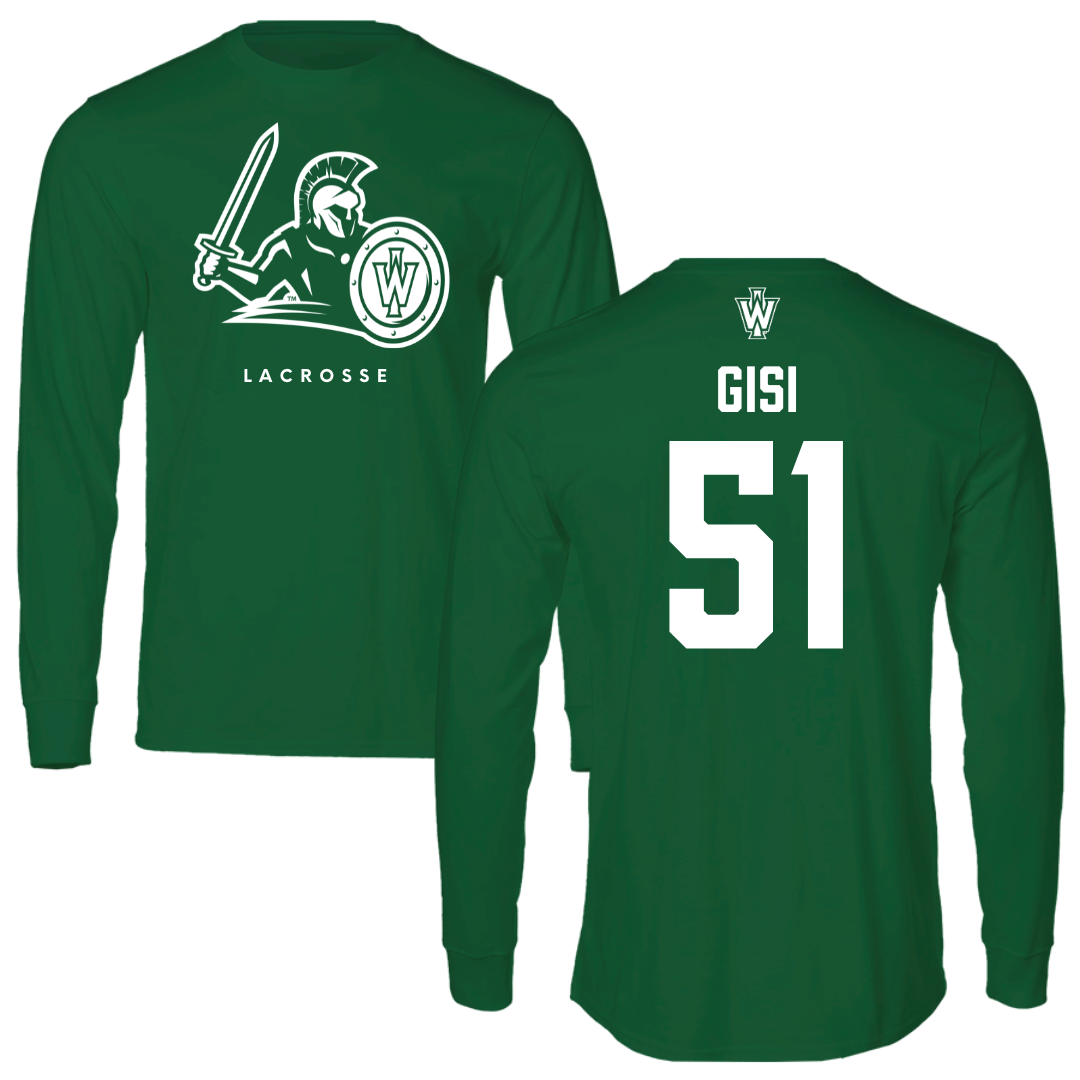 Illinois Wesleyan University Lacrosse Kelly Green Performance Long Sleeve - #51 Jake Gisi