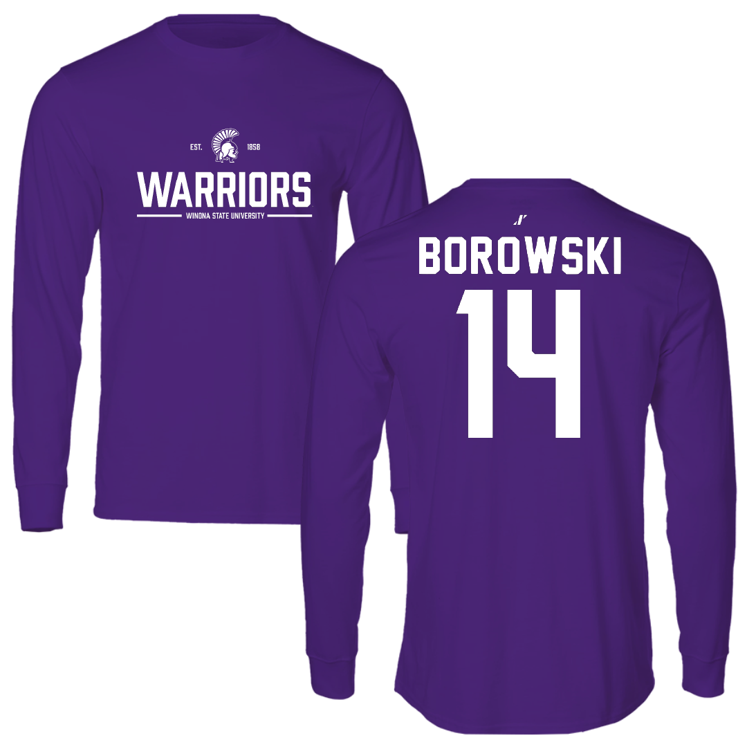 Winona State University Basketball Purple General Performance Long Sleeve - #14 Ty Borowski