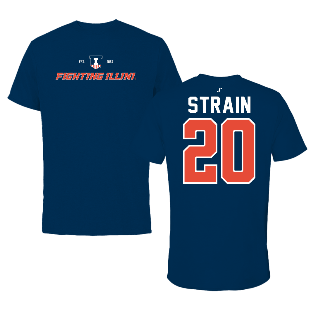 University of Illinois Football Navy General Tee - #20 Tyler Strain