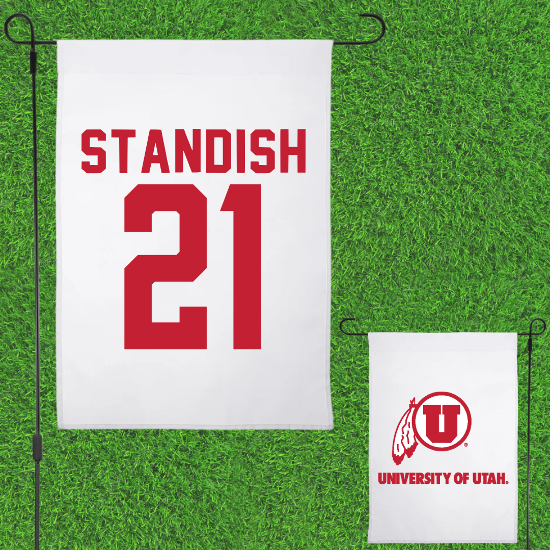 University of Utah Soccer White Garden Flag - #21 Kaela Standish