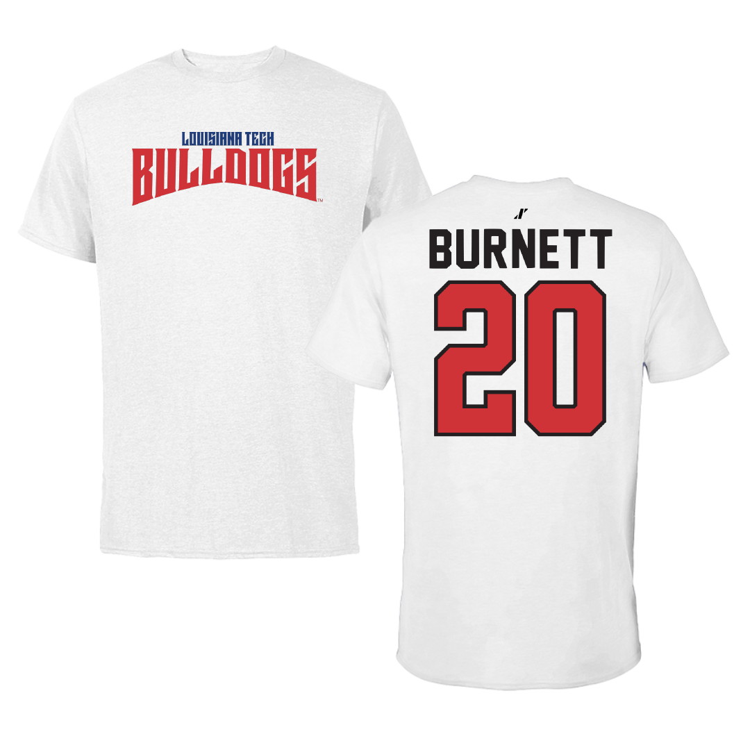 Louisiana Tech University Football White Classic Performance Tee - #20 J'Dan Burnett