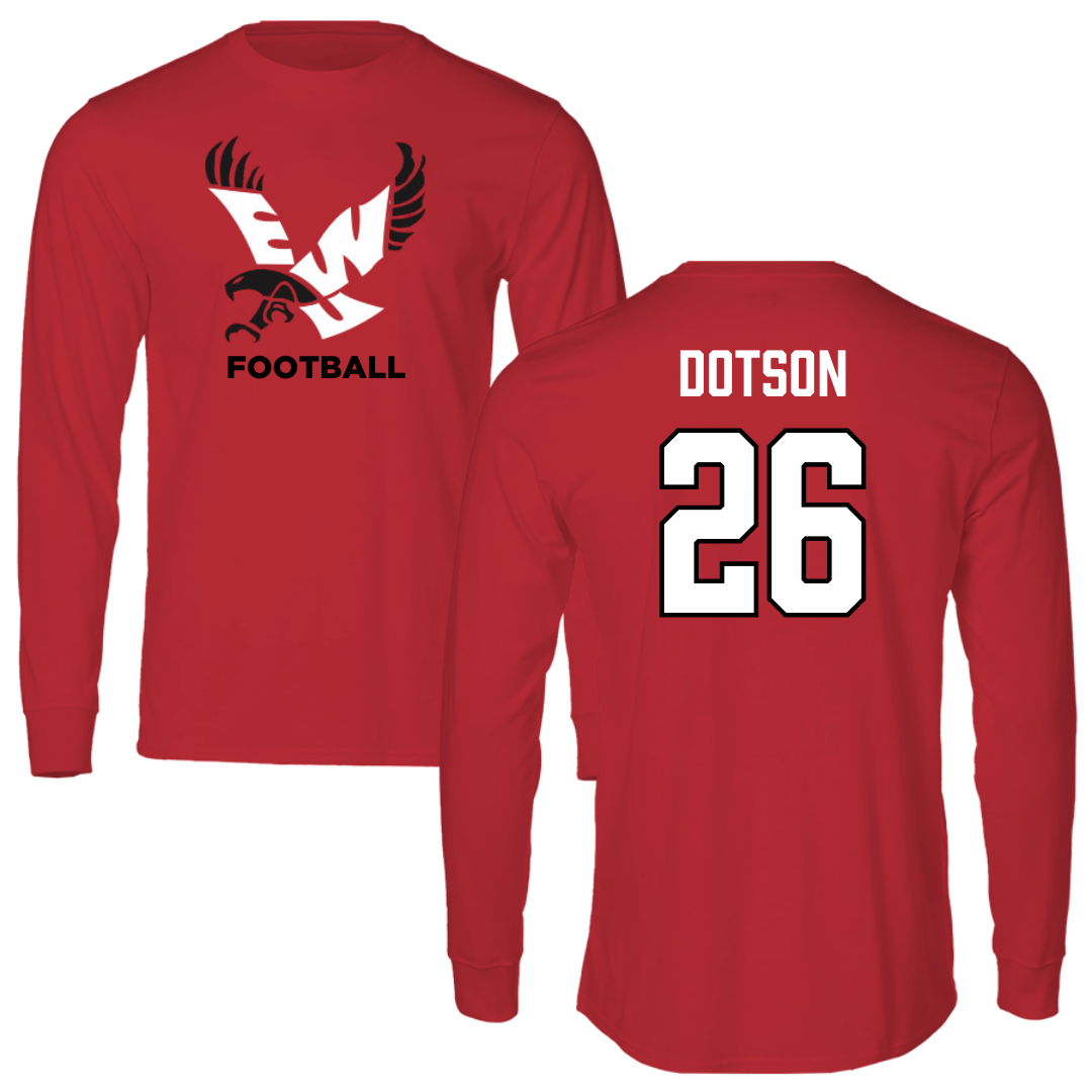 Eastern Washington University Football Red EWU Long Sleeve - #26 Malik Dotson