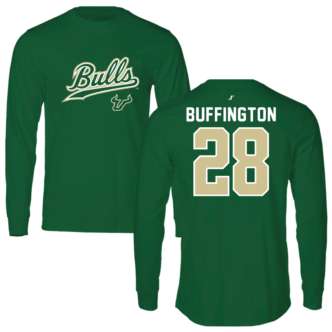 University of South Florida Baseball Green General Long Sleeve - #28 Matthew Buffington