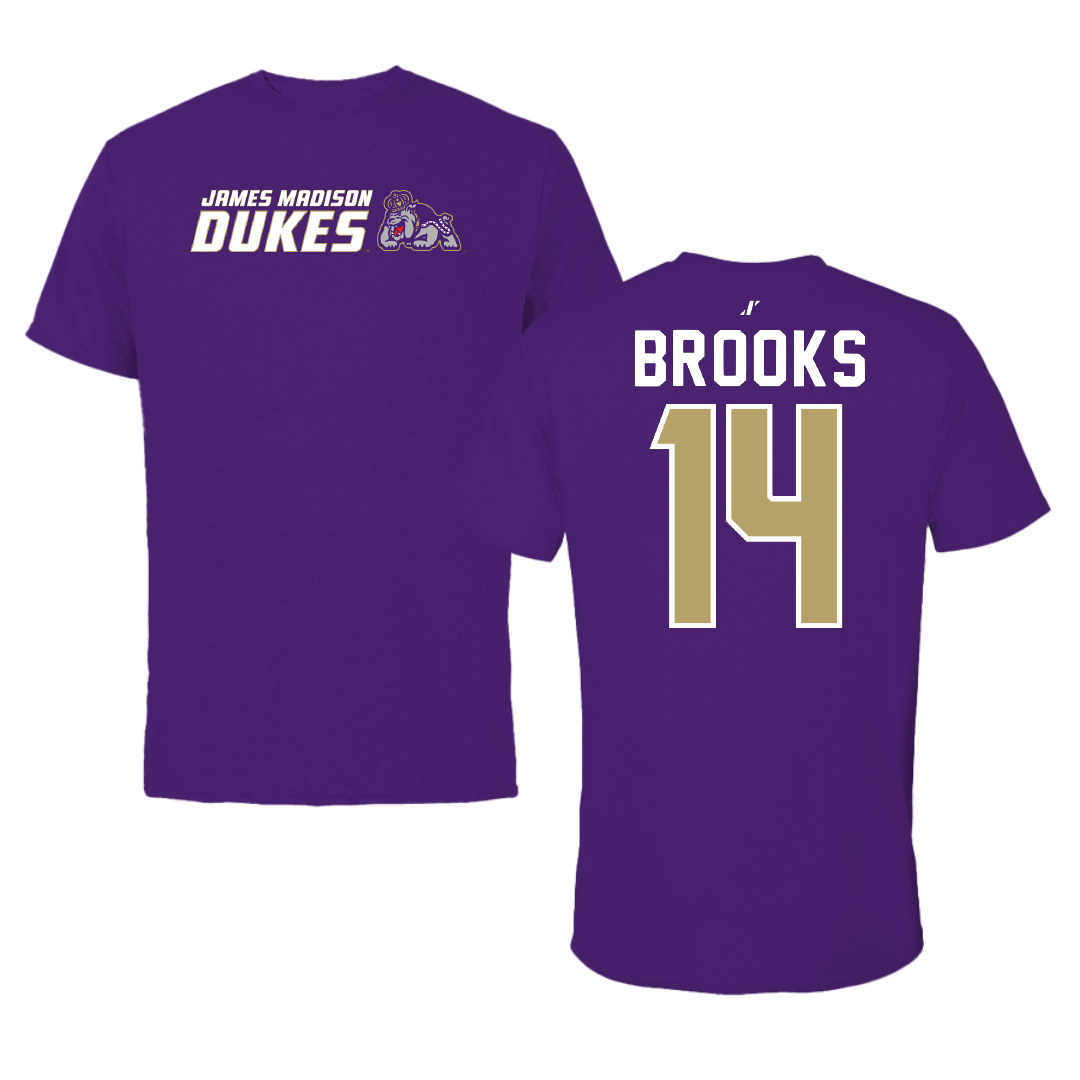 James Madison University Baseball Purple General Tee - #14 TJ Brooks