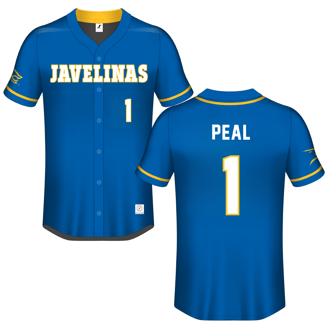 Texas A&M University-Kingsville Blue Button-Down Jersey - #1 Shelbie Peal