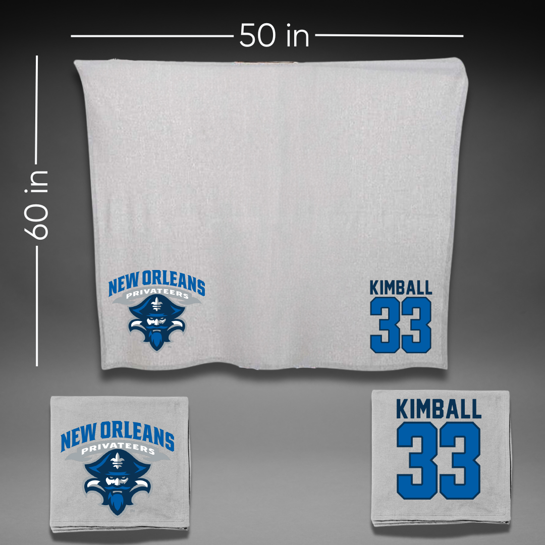 University of New Orleans Baseball Gray Blanket - #33 Carson Kimball
