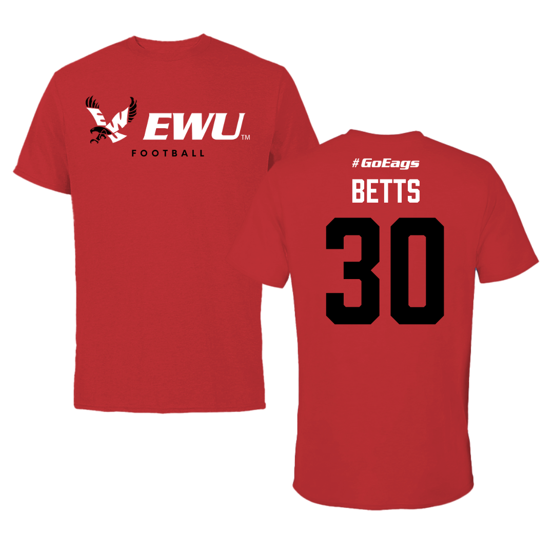 Eastern Washington University Football Red Block Tee - #30 Talon Betts