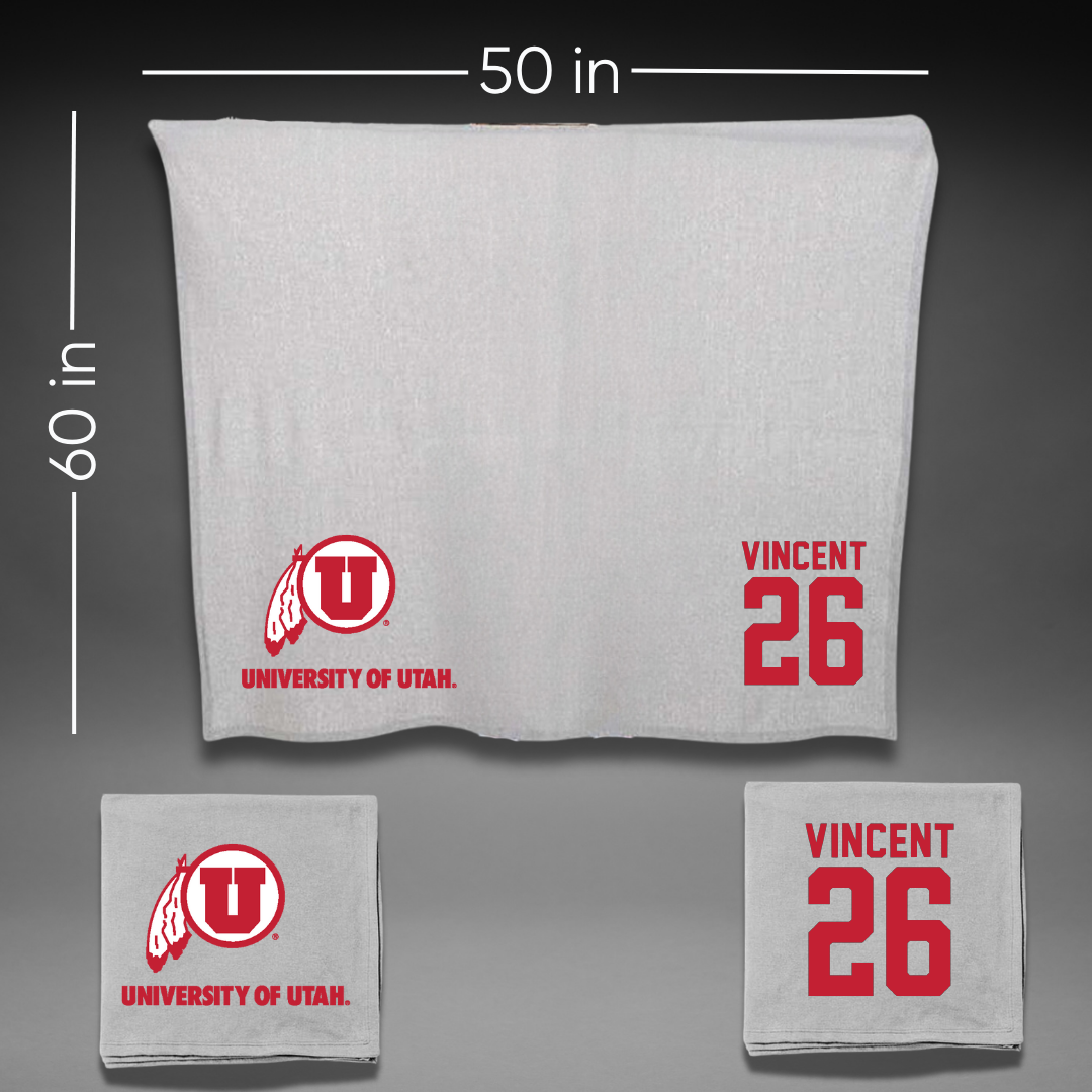 University of Utah Football Gray Blanket - #26 Charlie Vincent