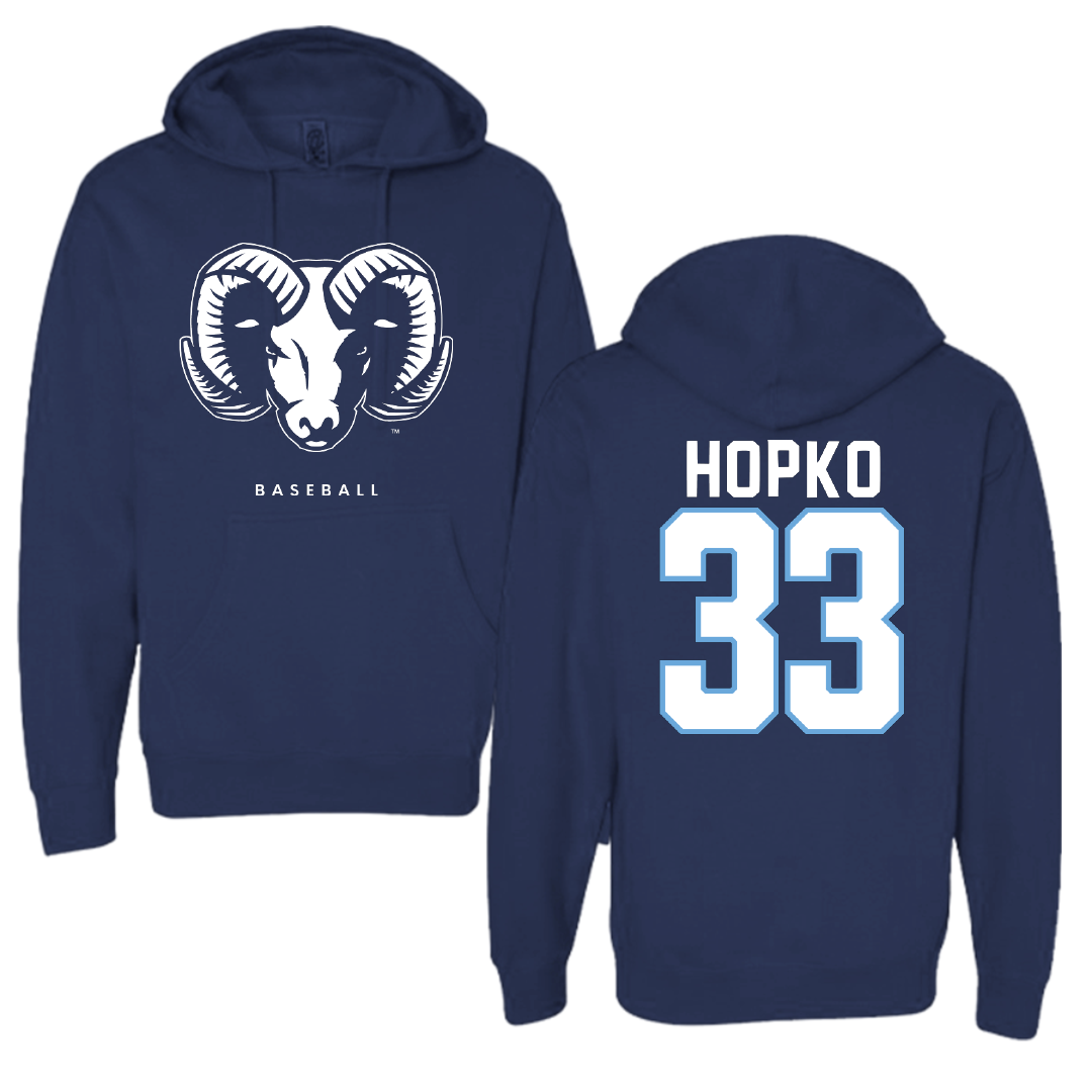 University of Rhode Island Baseball Navy Hoodie - #33 Jack Hopko