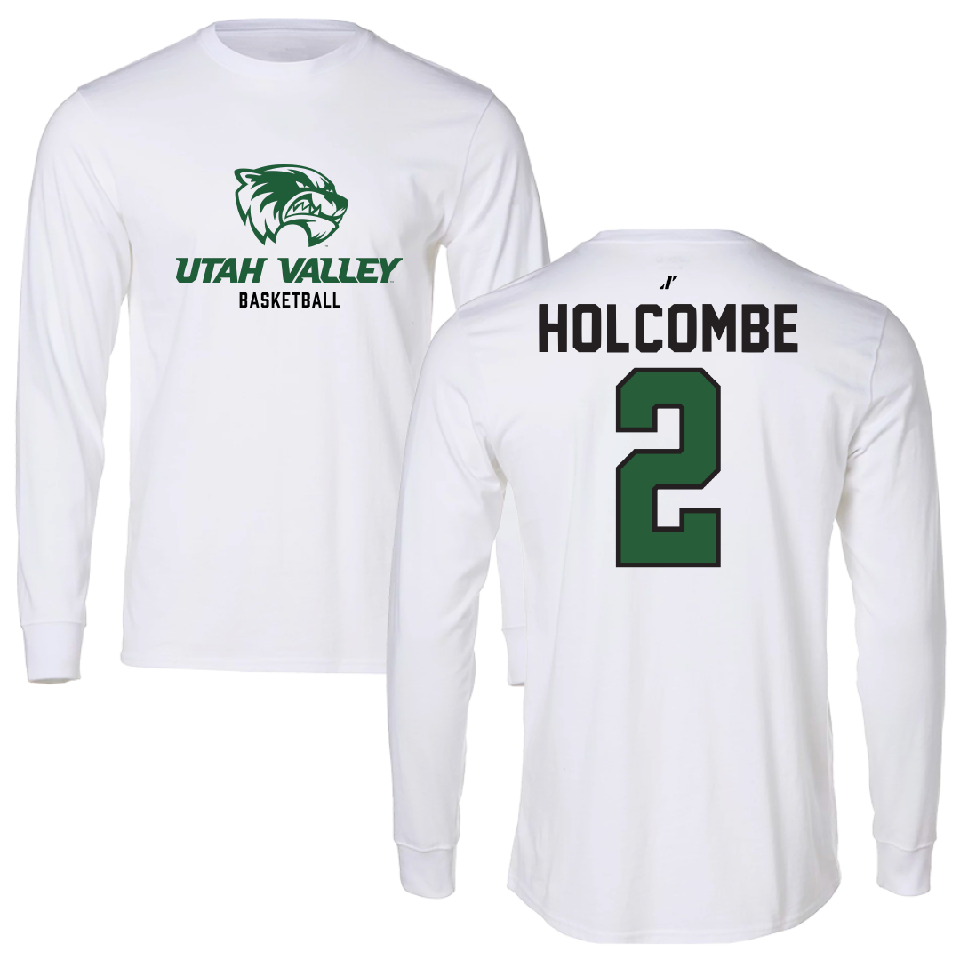 Utah Valley University Basketball White Classic Performance Long Sleeve - #2 Jackson Holcombe