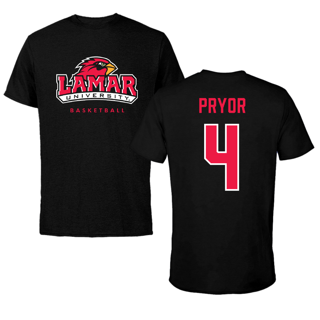 Lamar University Basketball Black Performance Tee - #4 Chris Pryor