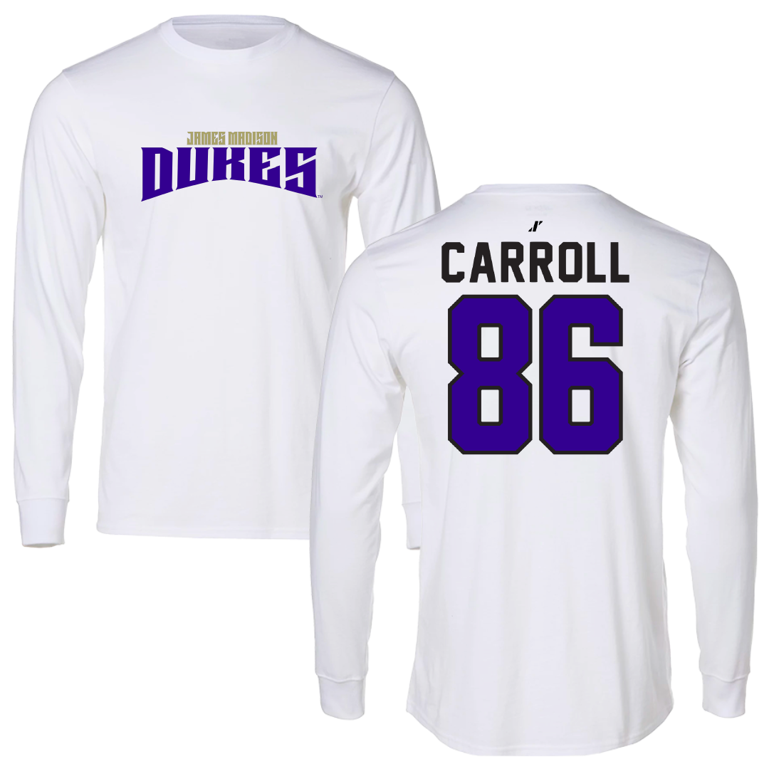 James Madison University Football White Classic Long Sleeve - #86 Collin Carroll