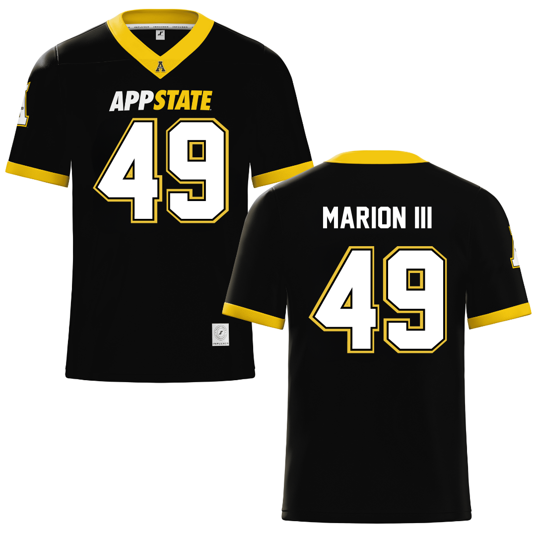 Appalachian State University Black Football Jersey - #49 Randy Marion III