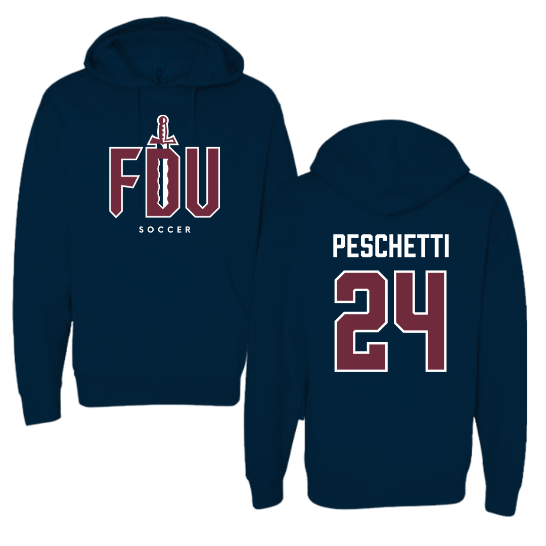 Fairleigh Dickinson University-Metropolitan Campus Soccer Navy Hoodie - #24 Daniela Peschetti