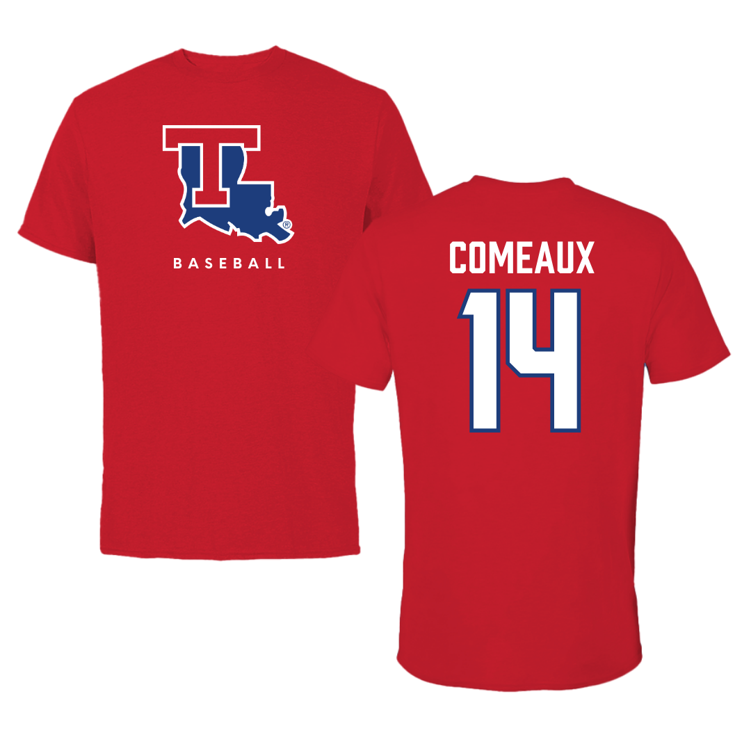 Louisiana Tech University Baseball Red Performance Tee - #14 Grant Comeaux