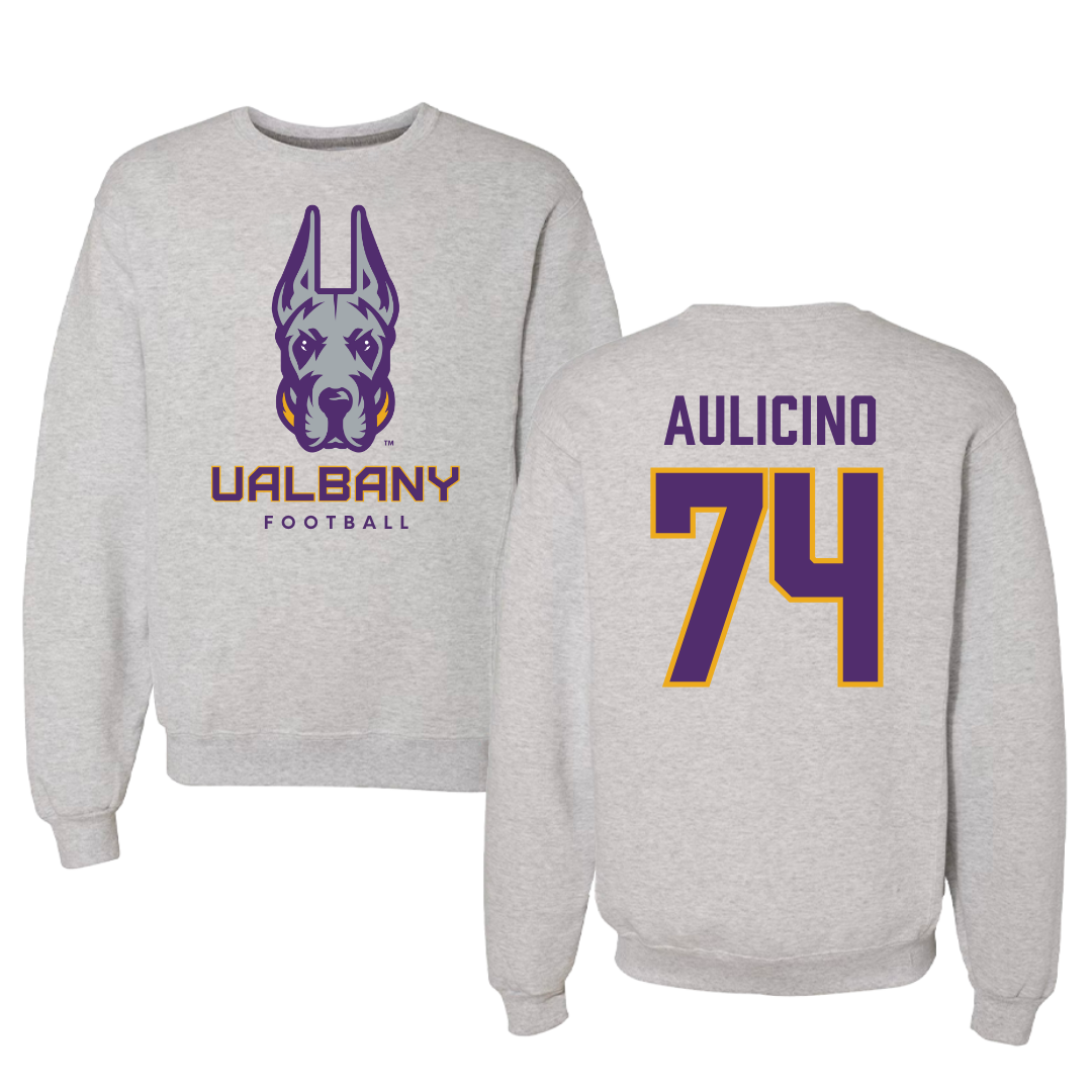 University at Albany Football Gray Crewneck - #74 Matt Aulicino