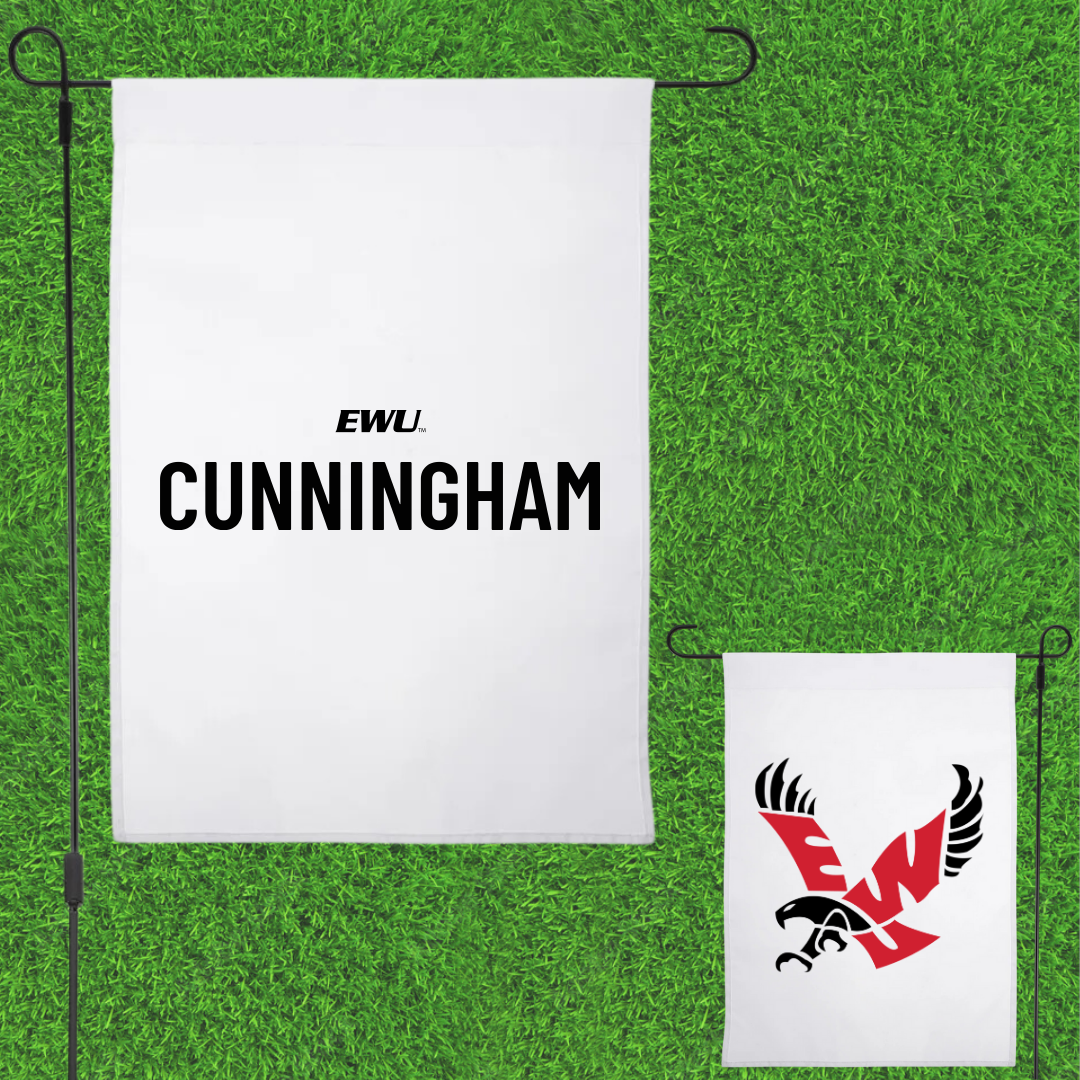 Eastern Washington University TF and XC White Garden Flag - Nic Cunningham