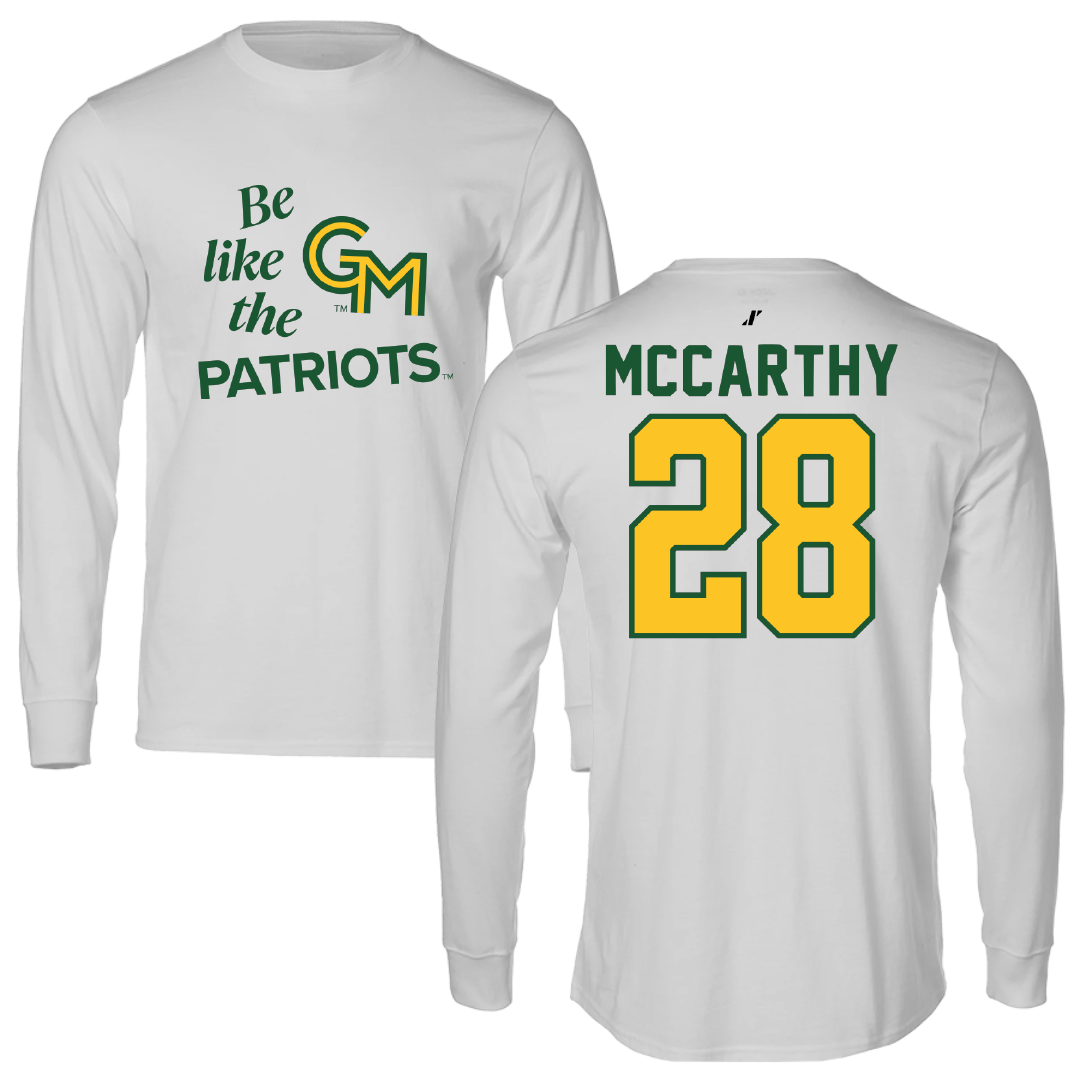 George Mason University Baseball Light Gray Be Like Us Long Sleeve - #28 Dylan McCarthy