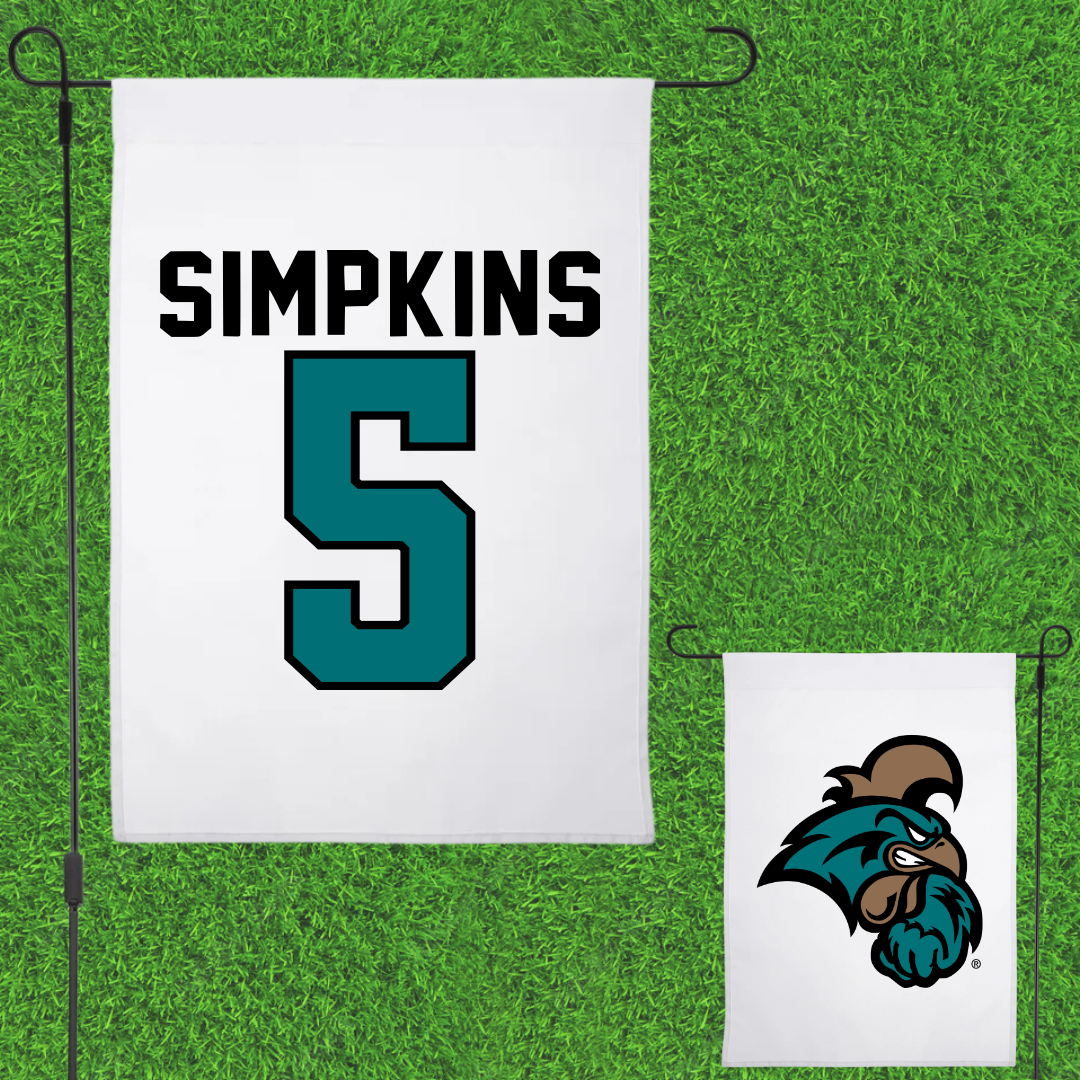 Coastal Carolina University Football White Garden Flag - #5 Ja'Vin Simpkins