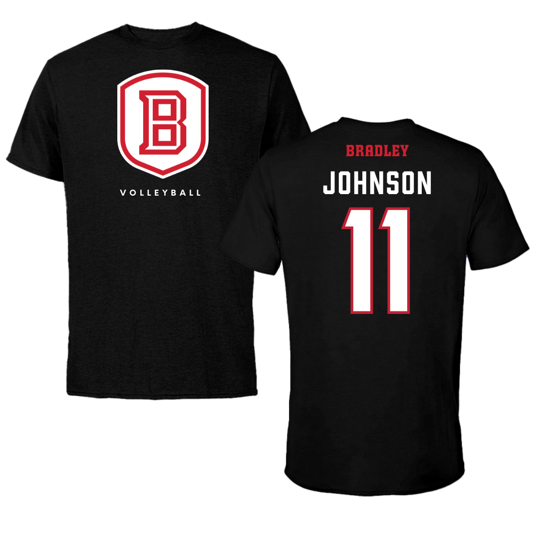 Bradley University Volleyball Black Shield Performance Tee - #11 Abby Johnson