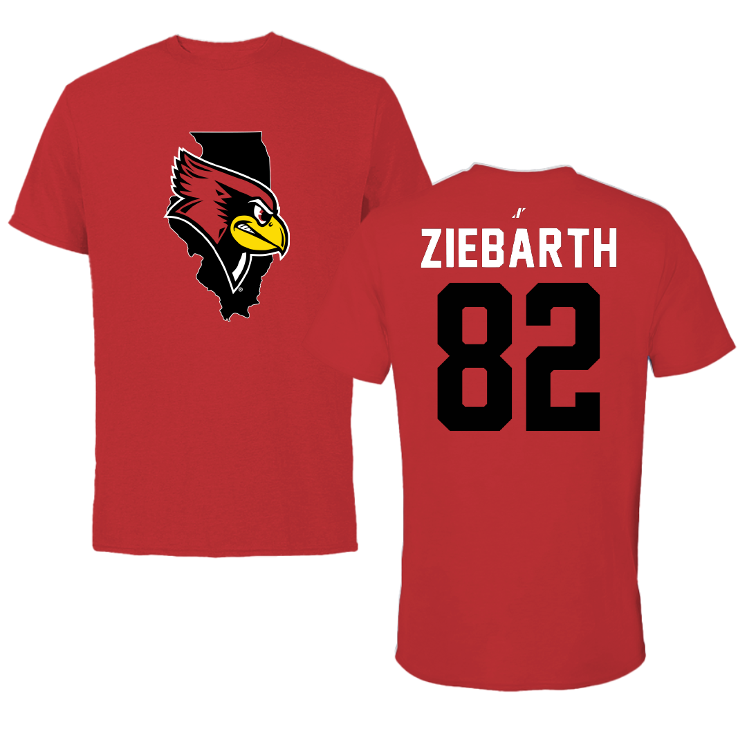 Illinois State University Football Red State Performance Tee - #82 Max Ziebarth