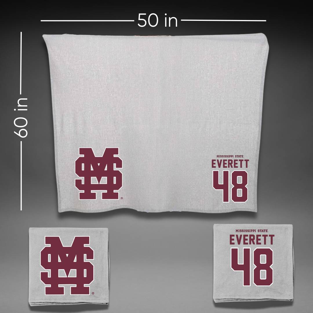 Mississippi State University Softball Gray Blanket - #48 Delainey Everett