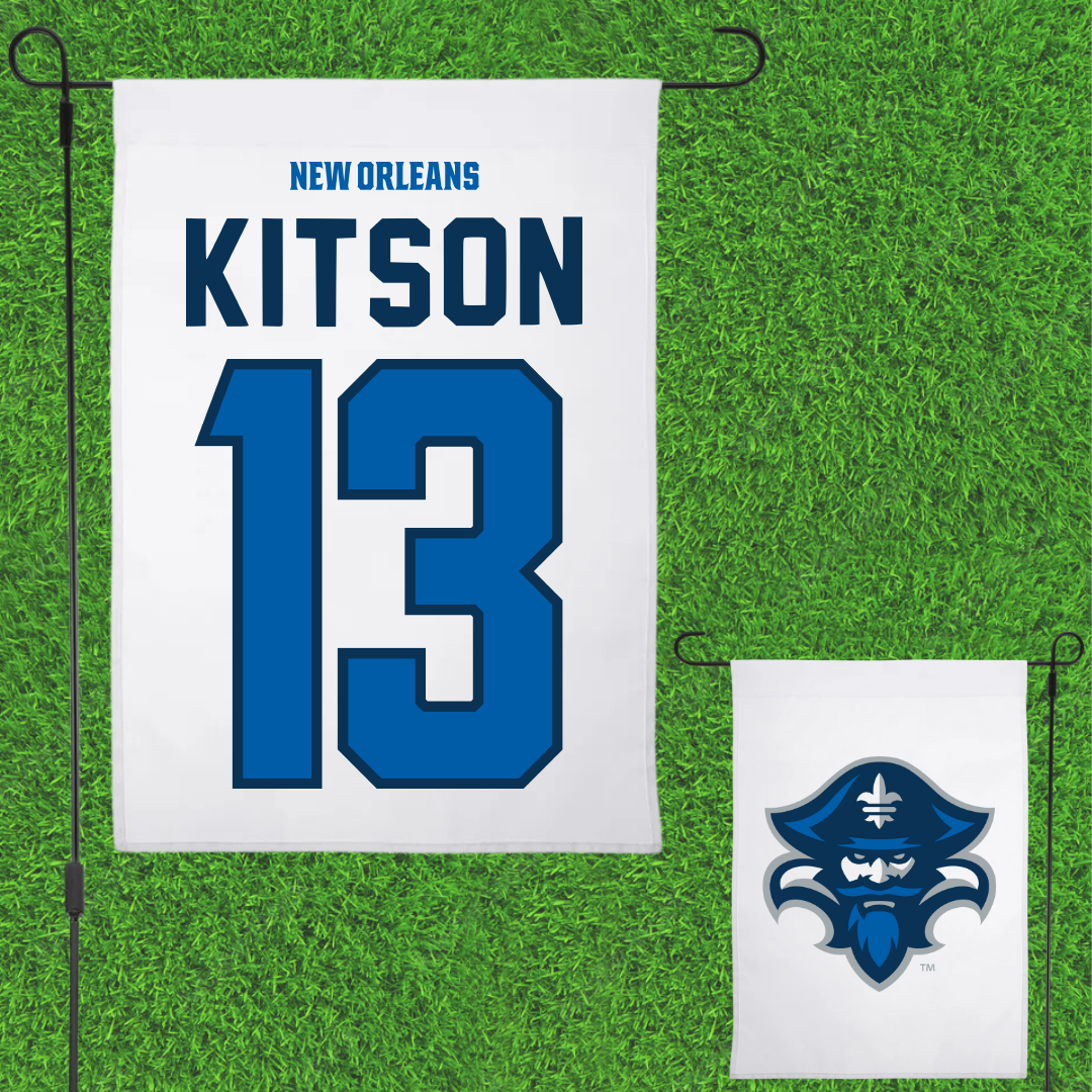 University of New Orleans Volleyball White Garden Flag - #13 Irene Kitson