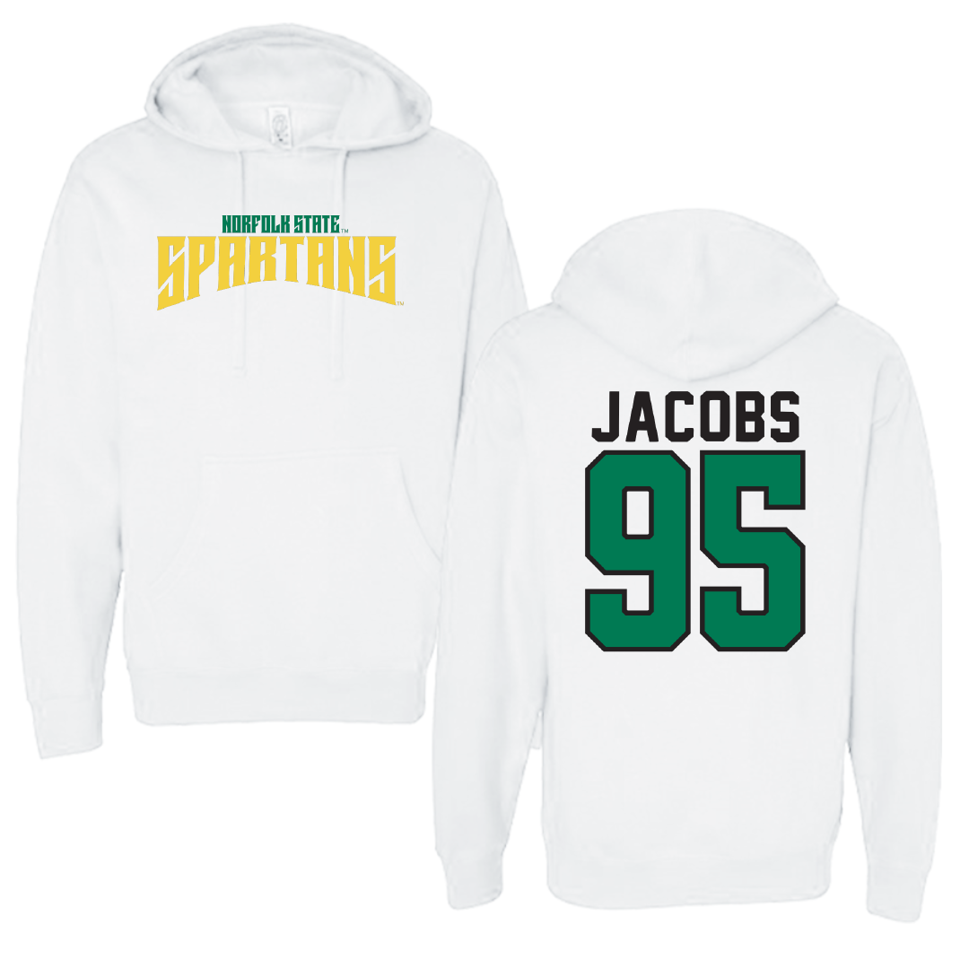 Norfolk State University Football White Classic Hoodie - #95 Levontae Jacobs