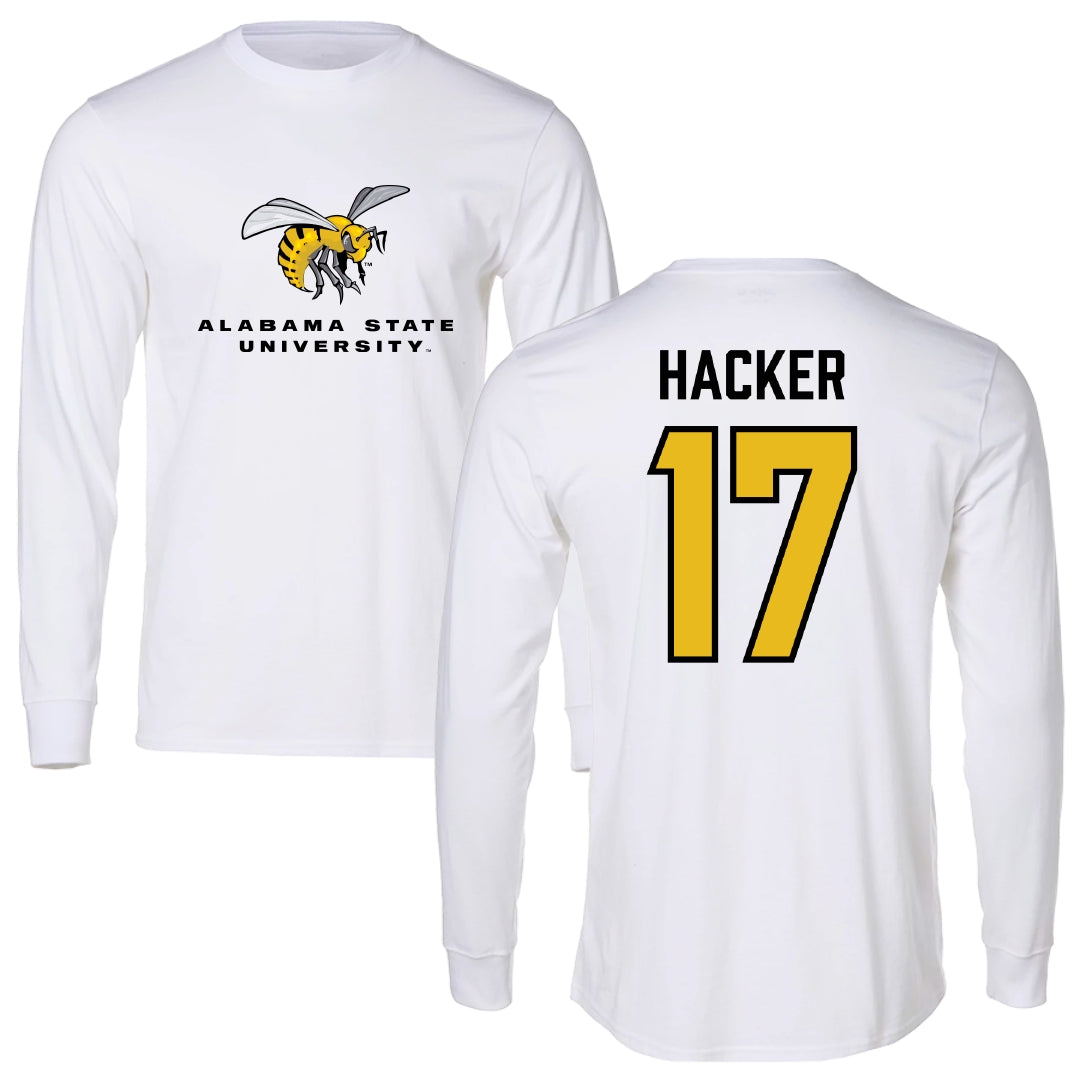 Alabama State University Soccer White Block Long Sleeve - #17 McKinley Hacker