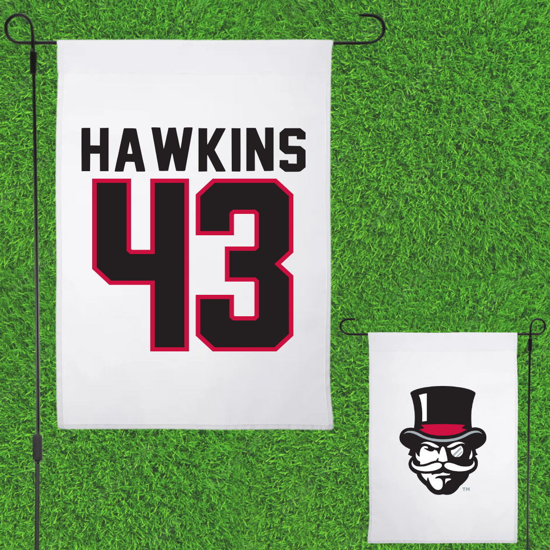 Austin Peay State University Football White Garden Flag - #43 Garrett Hawkins