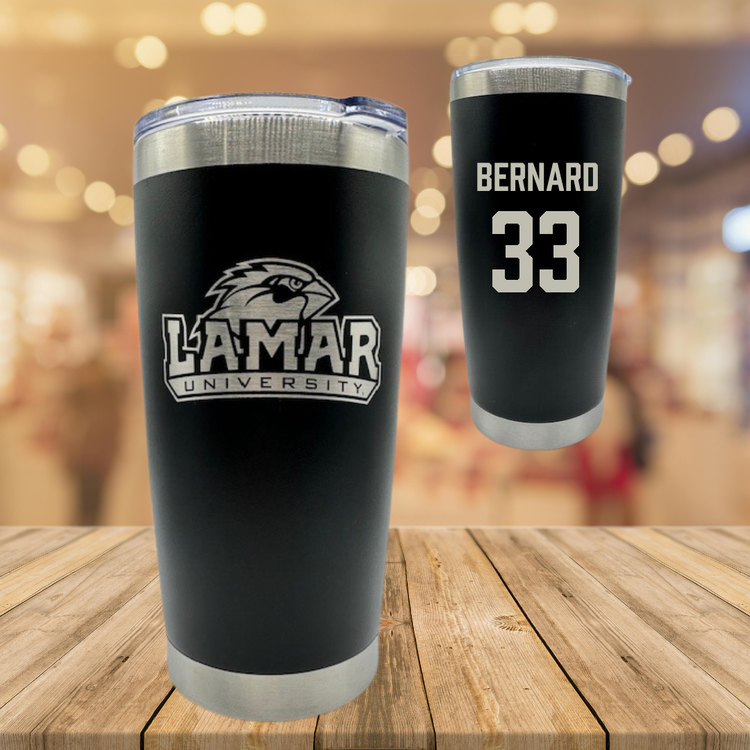 Lamar University Basketball Black Stainless Steel Tumbler - #33 Anaya Bernard