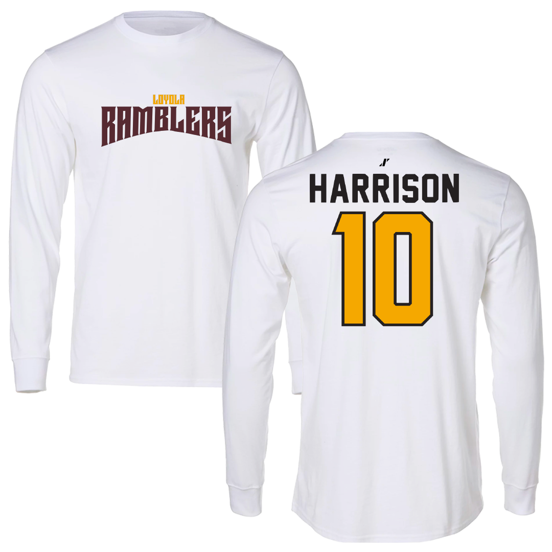 Loyola University-Chicago Soccer White Classic Long Sleeve - #10 Taylor Harrison