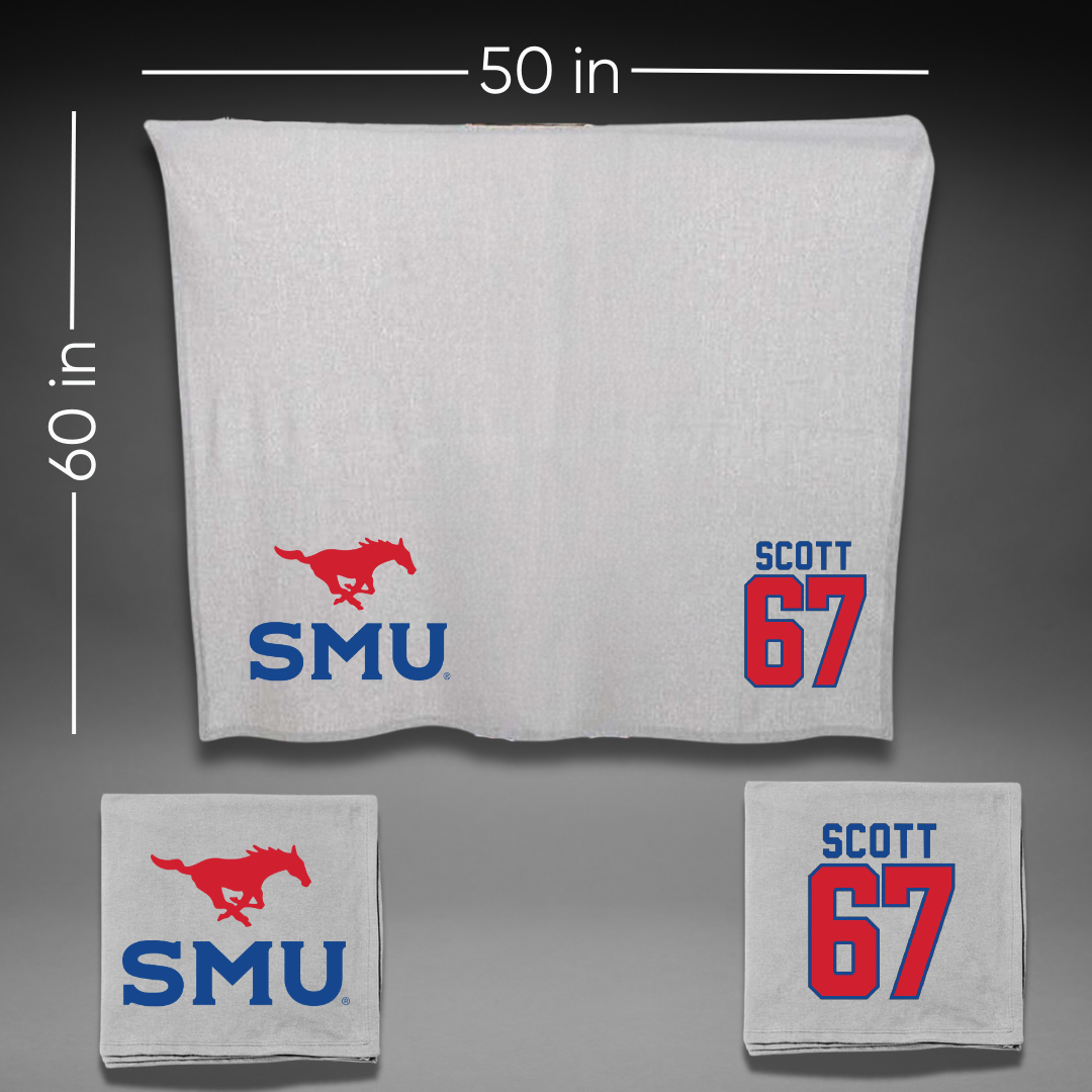 Southern Methodist University Football Gray Blanket - #67 Sean Scott
