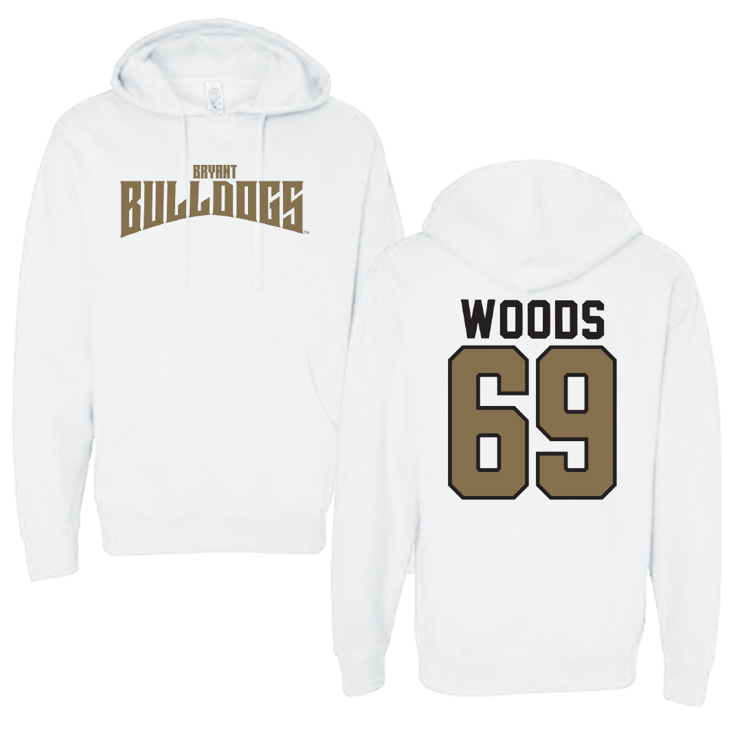 Bryant University Football White Classic Hoodie - #69 Jeffery Woods