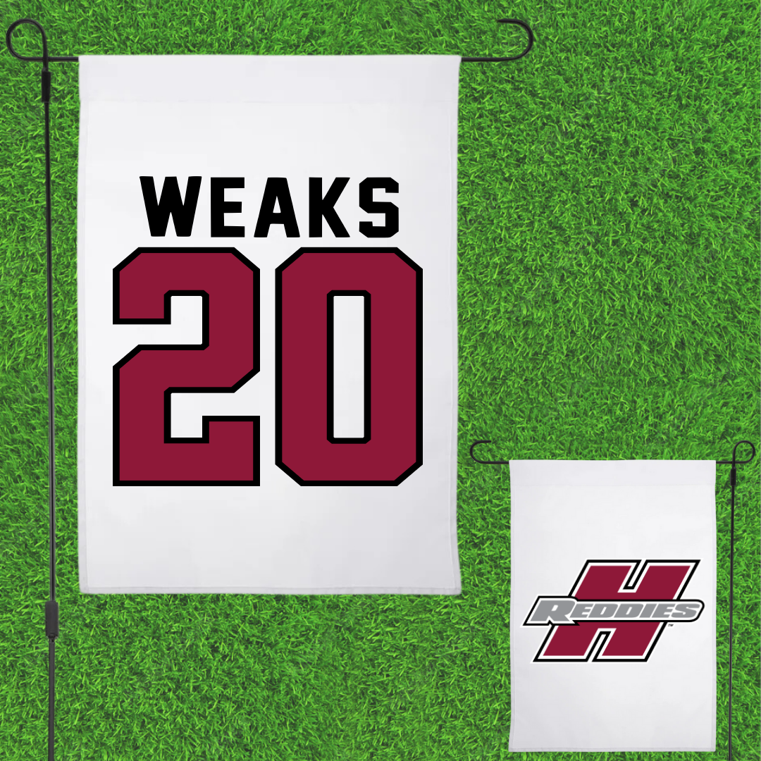 Henderson State University Baseball White Garden Flag - #20 Reese Weaks