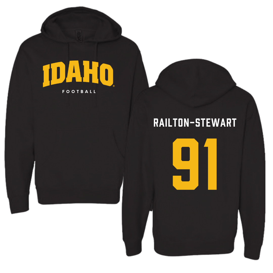 University of Idaho Football Black Idaho Hoodie - #91 Malakai Railton-Stewart