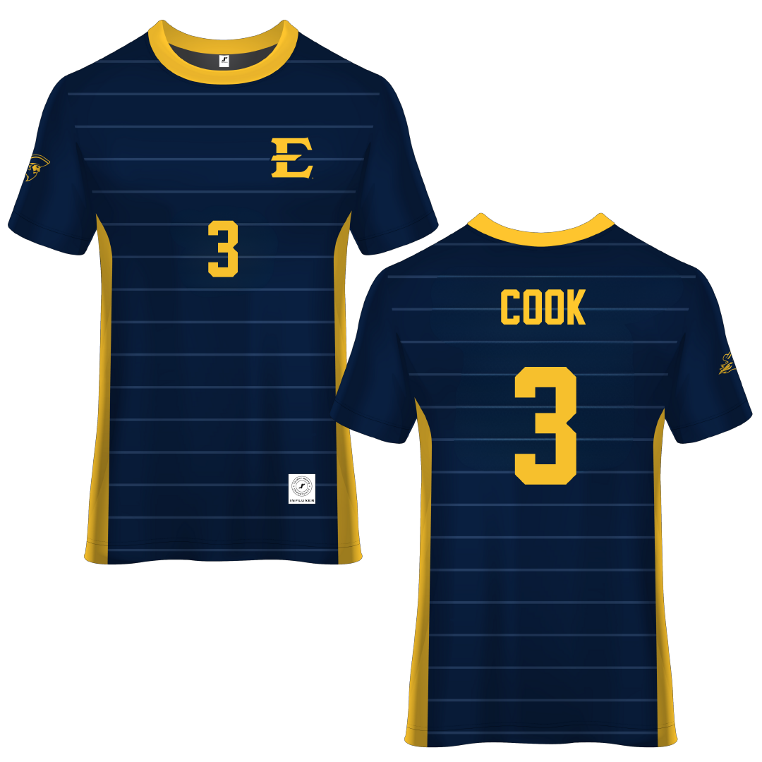 East Tennessee State University Navy Soccer Jersey - #3 Lindsey Cook