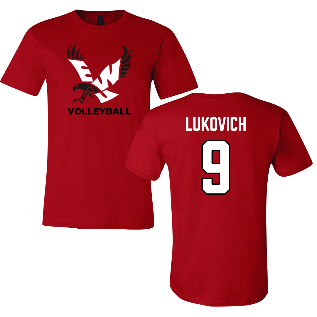 Eastern Washington University Volleyball Red Tee - #9 Kalista Lukovich