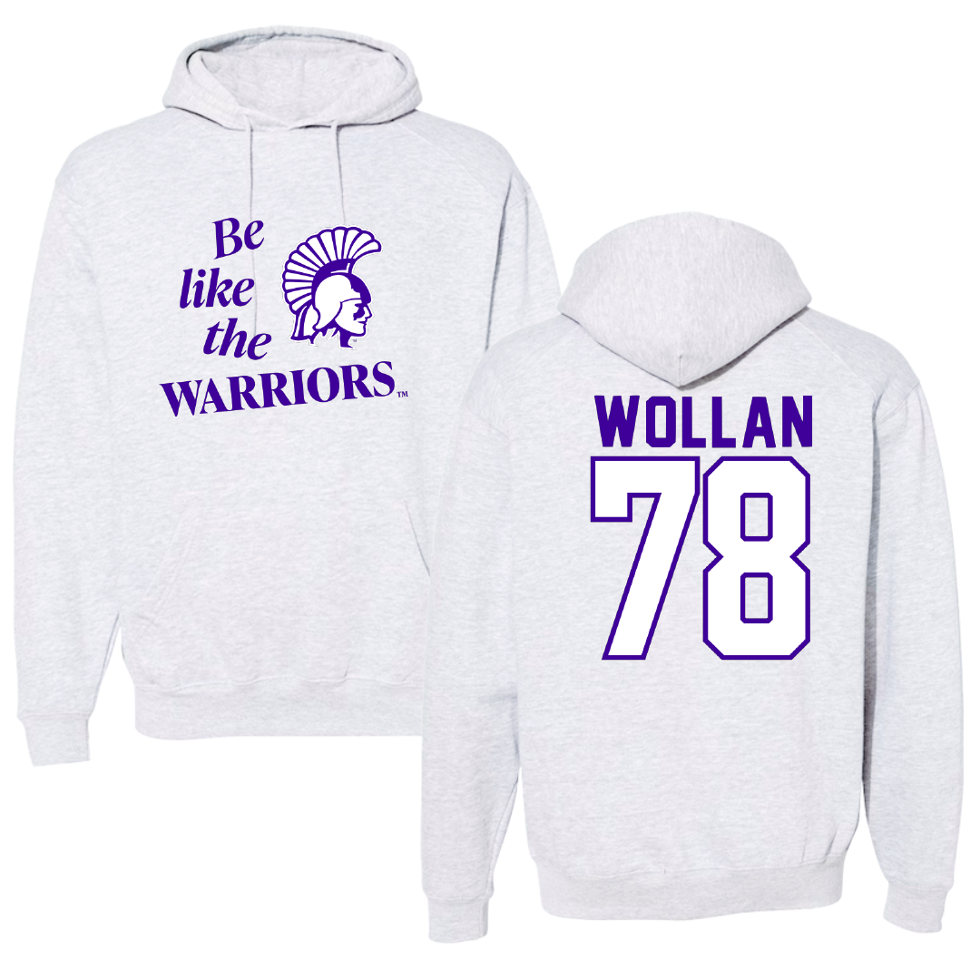 Winona State University Football Light Gray Be Like Us Hoodie - #78 Garit Wollan