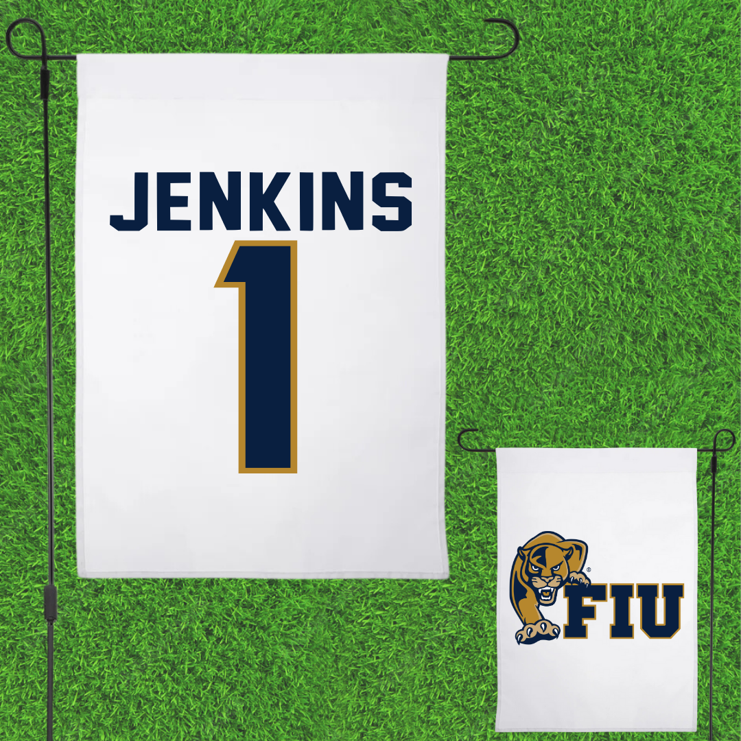 Florida International University Football White Garden Flag - #1 Keyone Jenkins