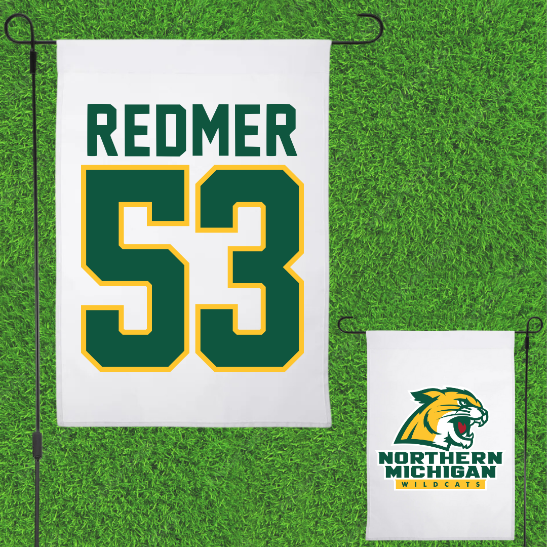 Northern Michigan University Football White Garden Flag - #53 Brady Redmer