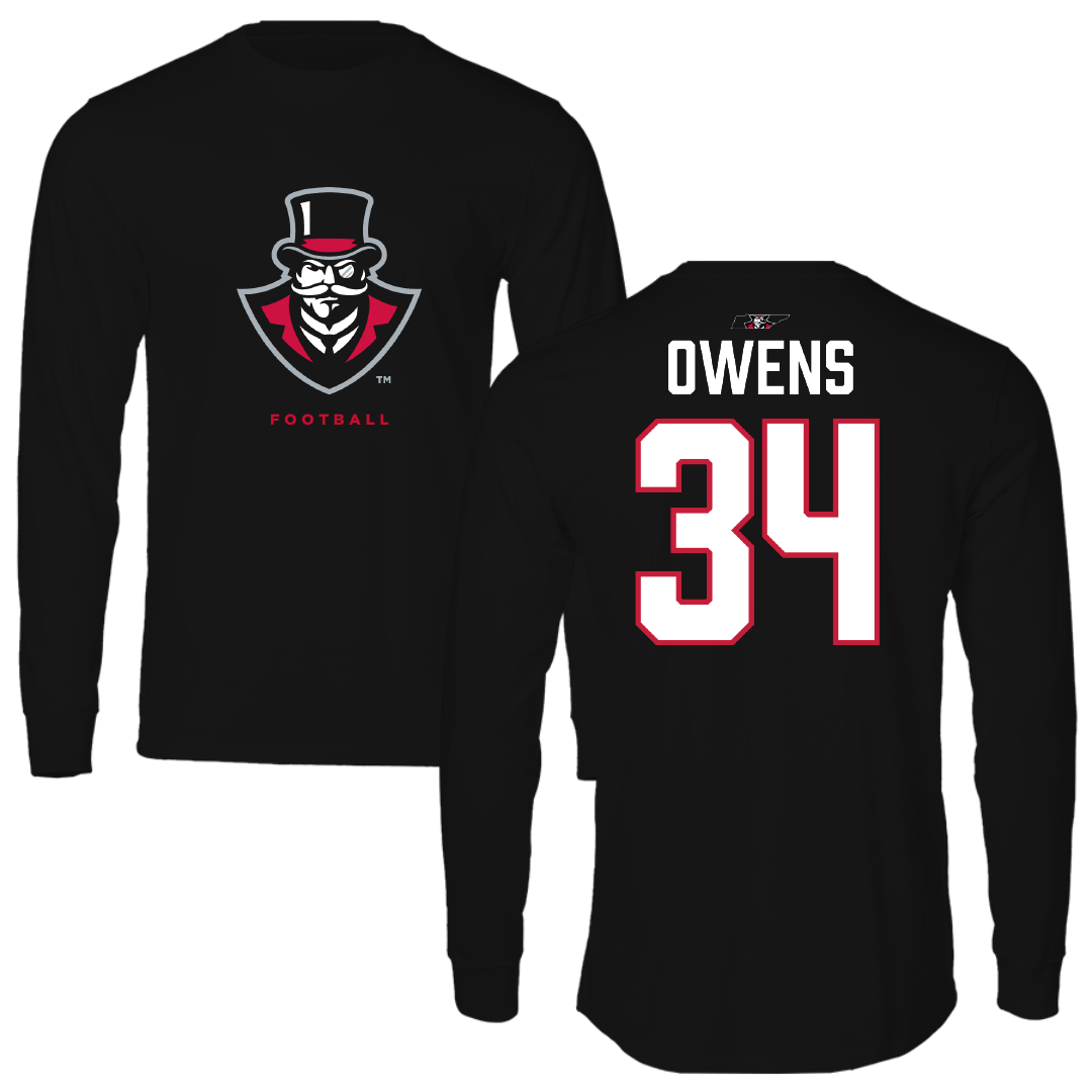 Austin Peay State University Football Black Mascot Performance Long Sleeve - #34 KT Owens