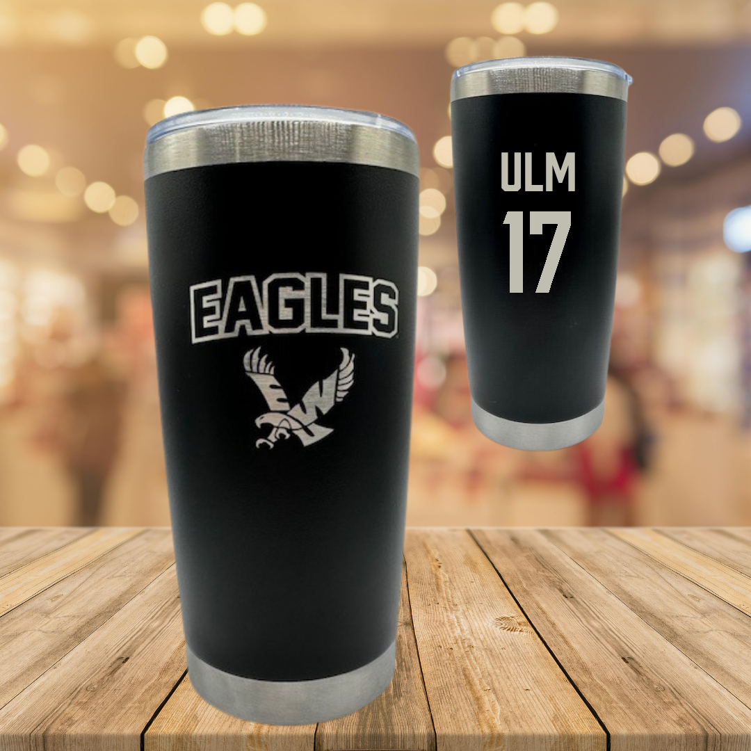 Eastern Washington University Football Black Stainless Steel Tumbler - #17 Nolan Ulm