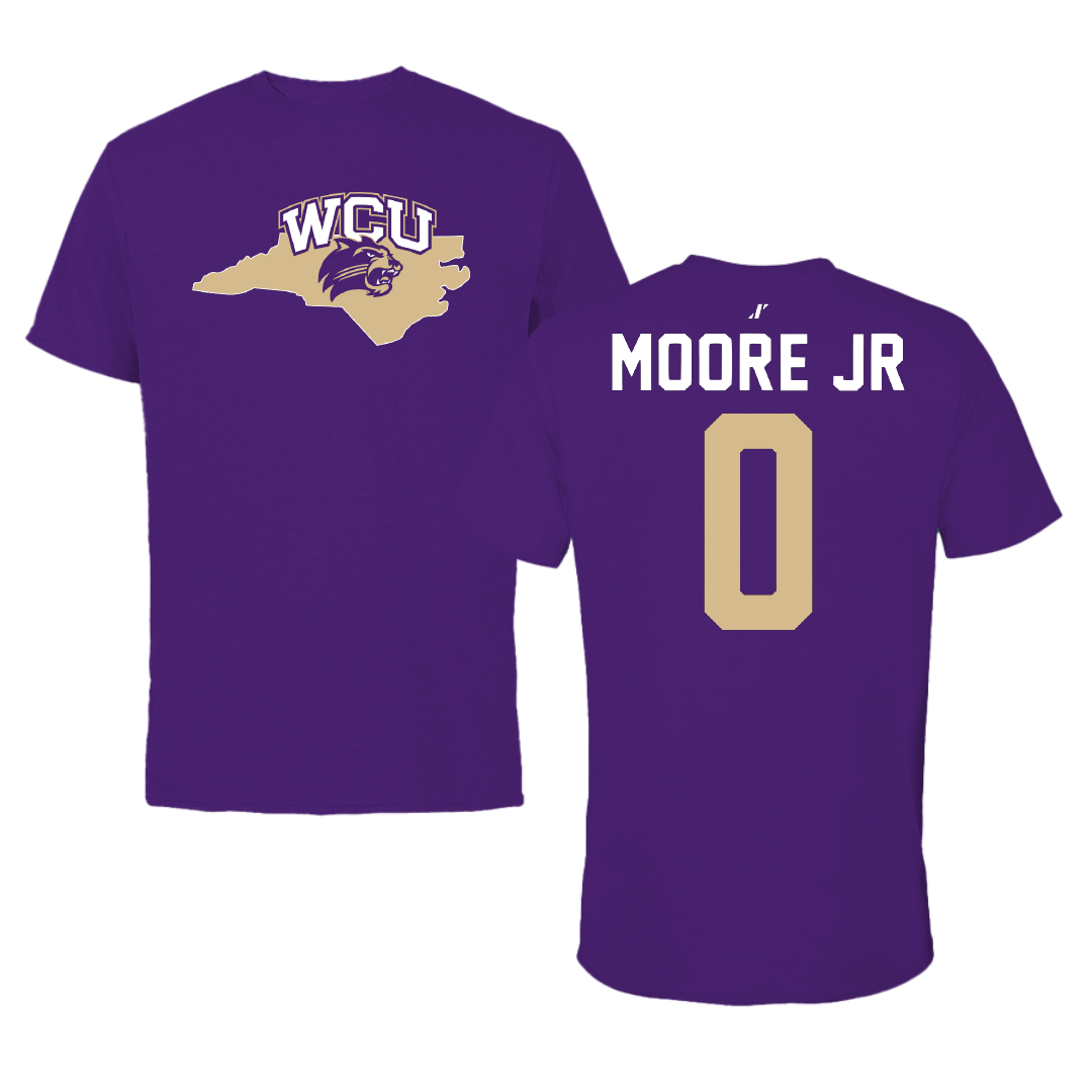 Western Carolina University Football Purple State Performance Tee - #0 Ken Moore Jr
