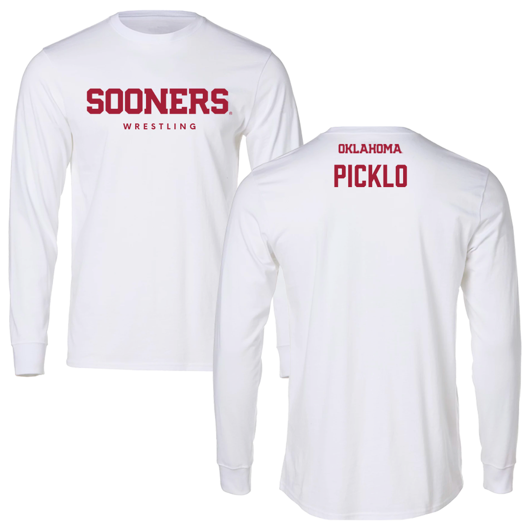 University of Oklahoma Wrestling White Sooners Performance Long Sleeve - Cam Picklo