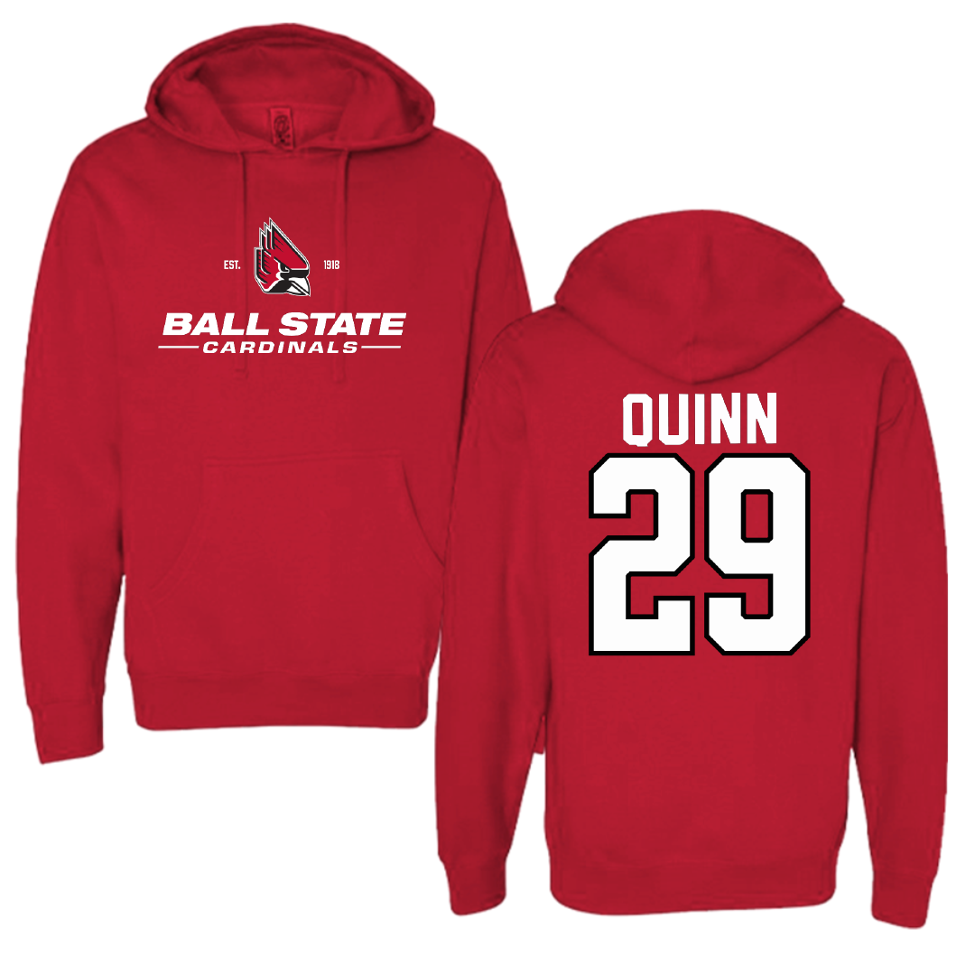 Ball State University Baseball Red General Hoodie - #29 Owen Quinn