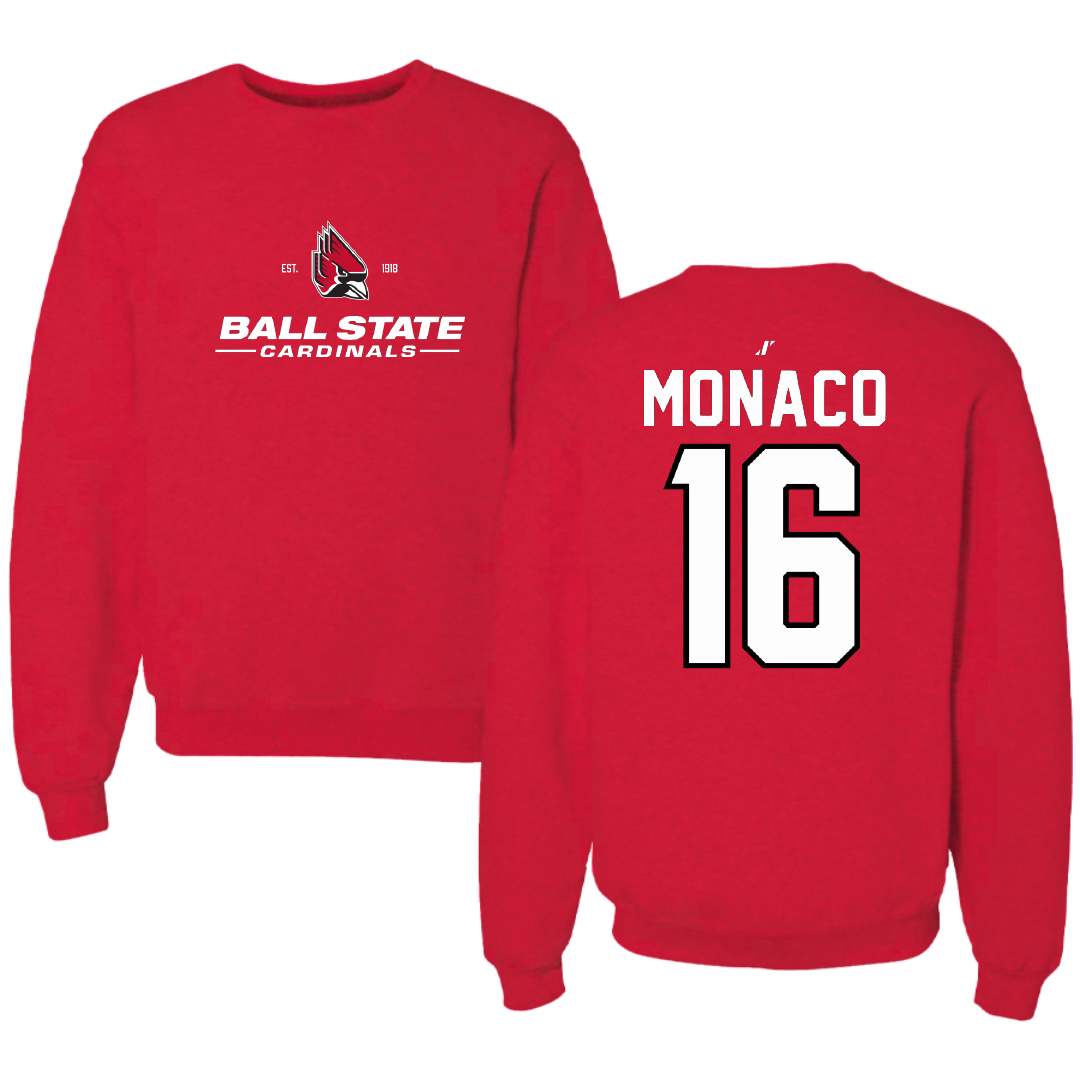 Ball State University Soccer Red General Crewneck - #16 Tori Monaco